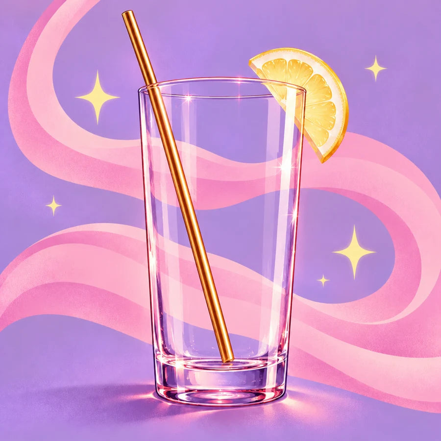 Comic illustration of a lemonade glass filling during the Mix step